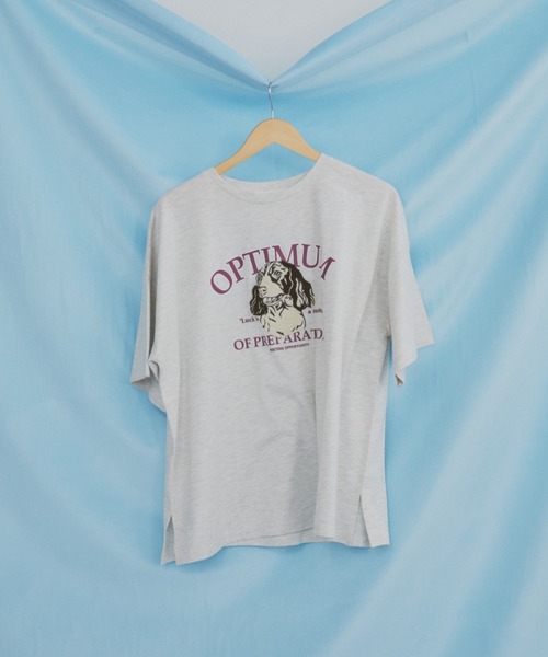 MERLOT（メルロー）の「ドッグ相良刺繍ロゴプリントTシャツ（Tシャツ/カットソー・レディース・ホワイト/ライトグレー/チャコールグレー・FREE）」の13枚目の写真