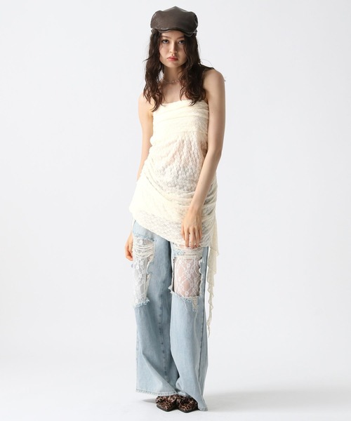 FOREVER 21（フォーエバー トゥエンティーワン）の「【2025SS】レースイレヘムキャミワンピース（ワンピース・レディース・ナチュラル/ブラック/ピンク・FREE）」の21枚目の写真