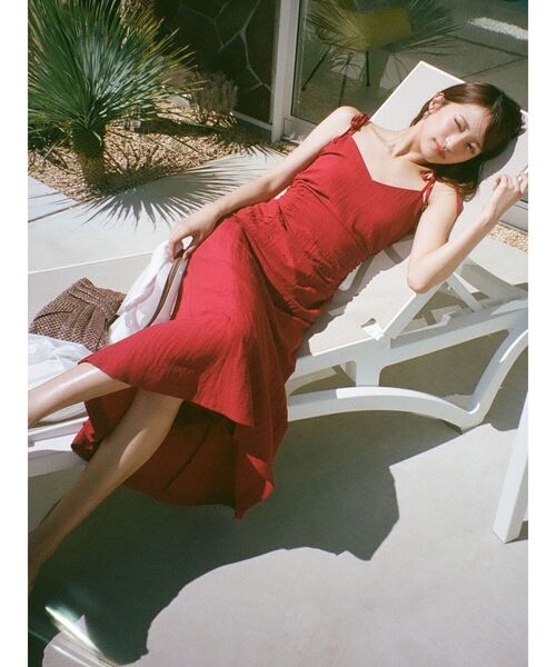 セール】ショルダーリボンマーメイドキャミワンピース