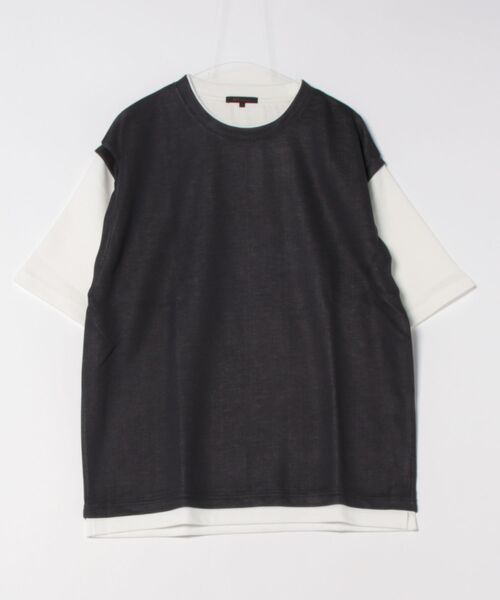 m.f.editorial(エムエフエディトリアル)の「m.f.エディトリアル メンズ ベストレイヤード風 クルーネック 半袖 Tシャツ(Tシャツ/カットソー・メンズ・ライトグレー/グレー系その他2/ネイビー・MEDIUM/LARGE/X-LARGE)」の4枚目の写真