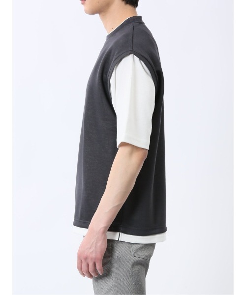 m.f.editorial(エムエフエディトリアル)の「m.f.エディトリアル メンズ ベストレイヤード風 クルーネック 半袖 Tシャツ(Tシャツ/カットソー・メンズ・ライトグレー/グレー系その他2/ネイビー・MEDIUM/LARGE/X-LARGE)」の6枚目の写真