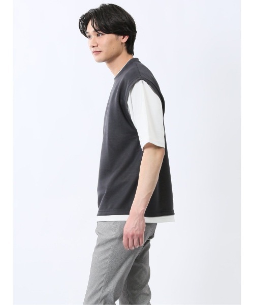 m.f.editorial(エムエフエディトリアル)の「m.f.エディトリアル メンズ ベストレイヤード風 クルーネック 半袖 Tシャツ(Tシャツ/カットソー・メンズ・ライトグレー/グレー系その他2/ネイビー・MEDIUM/LARGE/X-LARGE)」の10枚目の写真