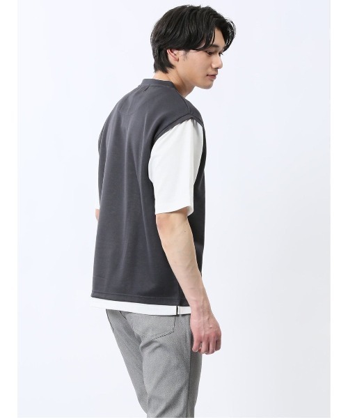 m.f.editorial(エムエフエディトリアル)の「m.f.エディトリアル メンズ ベストレイヤード風 クルーネック 半袖 Tシャツ(Tシャツ/カットソー・メンズ・ライトグレー/グレー系その他2/ネイビー・MEDIUM/LARGE/X-LARGE)」の12枚目の写真