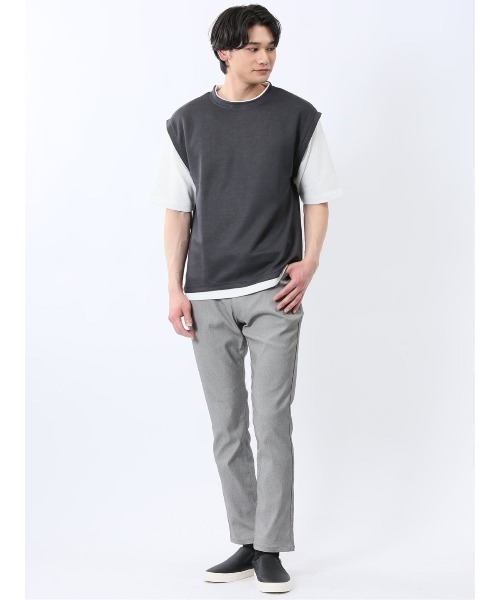 m.f.editorial(エムエフエディトリアル)の「m.f.エディトリアル メンズ ベストレイヤード風 クルーネック 半袖 Tシャツ(Tシャツ/カットソー・メンズ・ライトグレー/グレー系その他2/ネイビー・MEDIUM/LARGE/X-LARGE)」の13枚目の写真