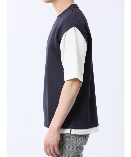 m.f.editorial(エムエフエディトリアル)の「m.f.エディトリアル メンズ ベストレイヤード風 クルーネック 半袖 Tシャツ(Tシャツ/カットソー・メンズ・ライトグレー/グレー系その他2/ネイビー・MEDIUM/LARGE/X-LARGE)」の16枚目の写真