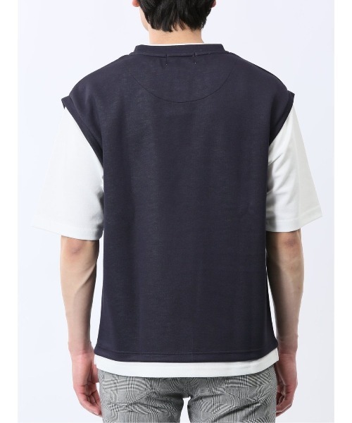 m.f.editorial(エムエフエディトリアル)の「m.f.エディトリアル メンズ ベストレイヤード風 クルーネック 半袖 Tシャツ(Tシャツ/カットソー・メンズ・ライトグレー/グレー系その他2/ネイビー・MEDIUM/LARGE/X-LARGE)」の17枚目の写真