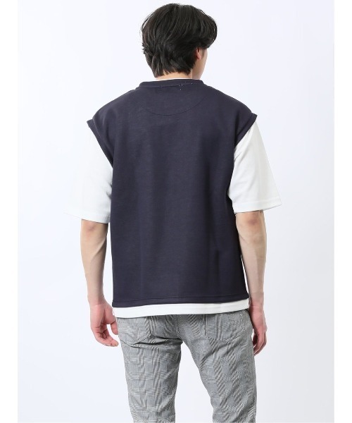 m.f.editorial(エムエフエディトリアル)の「m.f.エディトリアル メンズ ベストレイヤード風 クルーネック 半袖 Tシャツ(Tシャツ/カットソー・メンズ・ライトグレー/グレー系その他2/ネイビー・MEDIUM/LARGE/X-LARGE)」の21枚目の写真