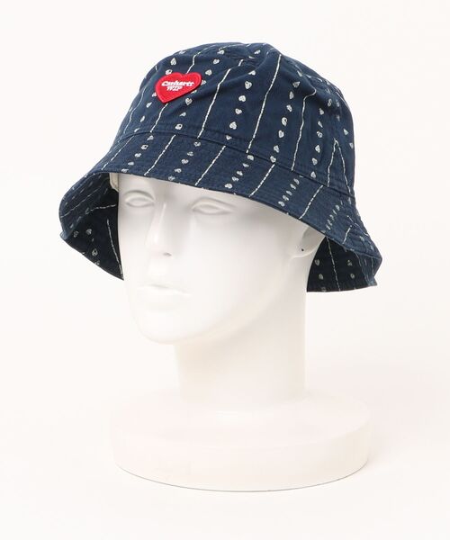 Carhartt（カーハート）の「Carhartt WIP/カーハート ダブリューアイピー ハット DREWE BUCKET HAT Natura/Heart C Pinstripe I034791（ハット・メンズ・オフホワイト/インディゴブルー・M/L）」の7枚目の写真