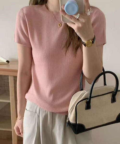 aimoha(アイモハ)の「【aimoha】バックボタンデザイン半袖ハイネックトップス (SS)(Tシャツ/カットソー・レディース・ブラック/その他/チョコ/ライトグレー/ピンク/モカ/ダークベージュ/ベージュ・FREE)」の17枚目の写真