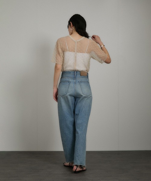 SALON adam et rope'（サロン アダム エ ロペ）の「シアーレースハーフスリーブ2WAYカーディガン（カーディガン/ボレロ・レディース・チャコールグレー/ベージュ・FREE）」の7枚目の写真