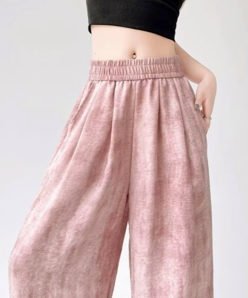 gossip!ロサンゼルス(ゴシップロサンゼルス)の「Y2Kカジュアル ワイドストレートパンツ(スウェットパンツ・レディース・ピンク/ベージュ/ダークグレー・FREE)」の5枚目の写真