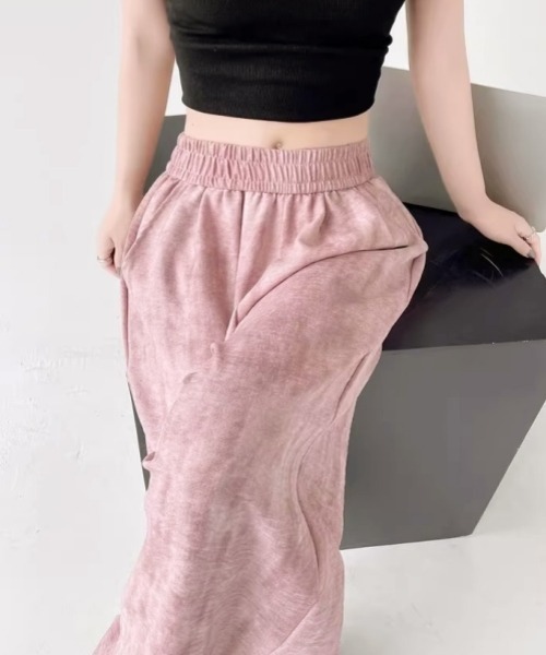 gossip!ロサンゼルス(ゴシップロサンゼルス)の「Y2Kカジュアル ワイドストレートパンツ(スウェットパンツ・レディース・ピンク/ベージュ/ダークグレー・FREE)」の7枚目の写真