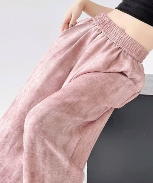 gossip!ロサンゼルス(ゴシップロサンゼルス)の「Y2Kカジュアル ワイドストレートパンツ(スウェットパンツ・レディース・ピンク/ベージュ/ダークグレー・FREE)」の10枚目の写真