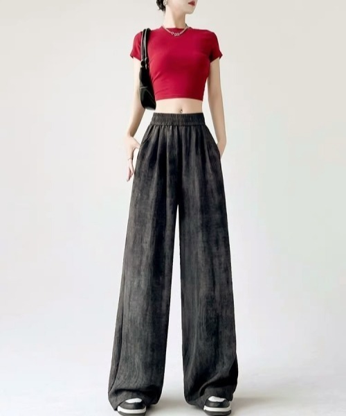 gossip!ロサンゼルス(ゴシップロサンゼルス)の「Y2Kカジュアル ワイドストレートパンツ(スウェットパンツ・レディース・ピンク/ベージュ/ダークグレー・FREE)」の22枚目の写真