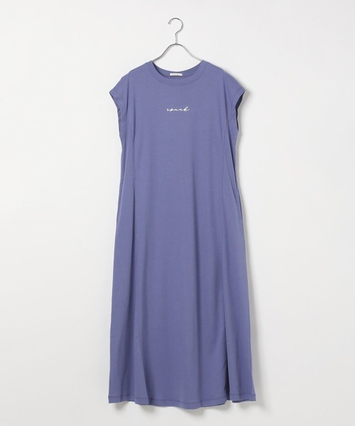 BAYFLOW（ベイフロー）の「[しなやかな肌触り]シルケットロゴワンピース（ワンピース・レディース・チャコール/ベージュ/ブルー・FREE）」の14枚目の写真