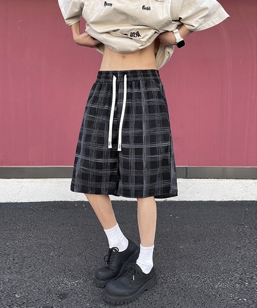 Ressaca（レサーカ）の「ルーズシルエットチェック柄ショートパンツ（その他パンツ・メンズ・ブラック/グレー・M/L/XL）」の3枚目の写真