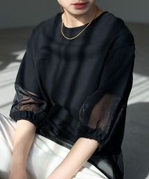 each（イーチ）の「オーガンジースリーブTシャツ（Tシャツ/カットソー）」