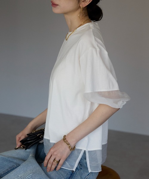 each(イーチ)の「オーガンジースリーブTシャツ(Tシャツ/カットソー・レディース・ブラック/グレー/ホワイト・FREE)」の15枚目の写真