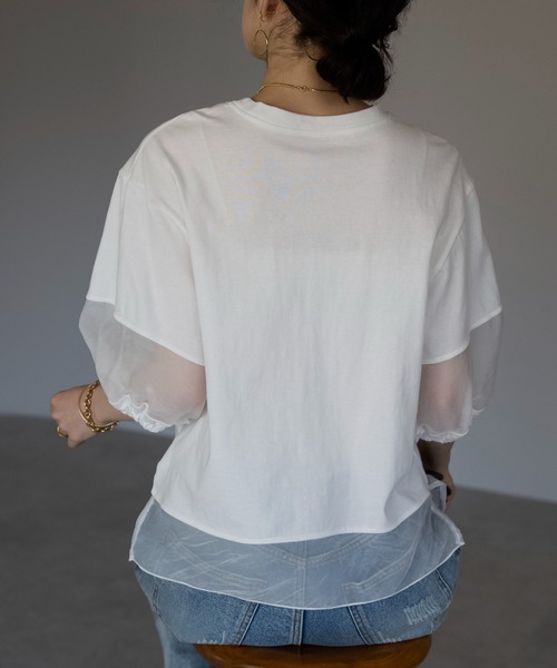 each(イーチ)の「オーガンジースリーブTシャツ(Tシャツ/カットソー・レディース・ブラック/グレー/ホワイト・FREE)」の16枚目の写真