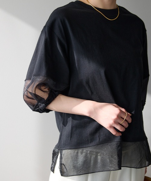 each(イーチ)の「オーガンジースリーブTシャツ(Tシャツ/カットソー・レディース・ブラック/グレー/ホワイト・FREE)」の10枚目の写真
