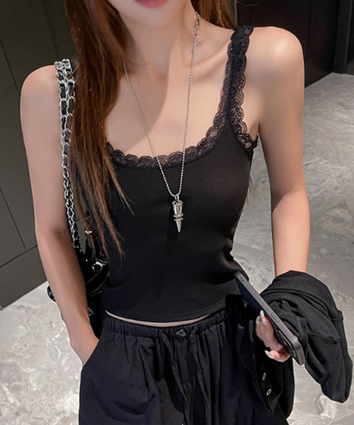 Lace Ladies(レースレディース)の「レース ライン コンパクト カップ付き キャミソール(キャミソール・レディース・ホワイト/ブラック・FREE)」の10枚目の写真