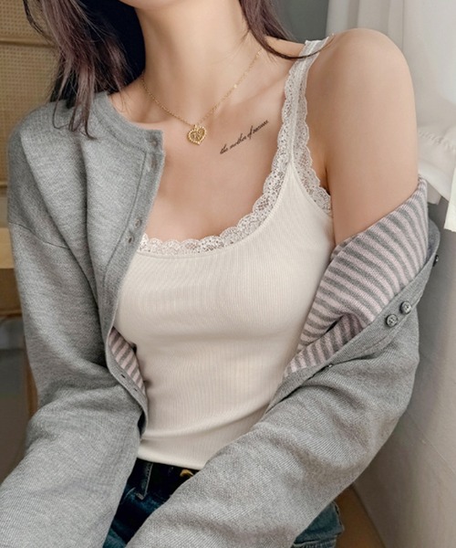 Lace Ladies(レースレディース)の「レース ライン コンパクト カップ付き キャミソール(キャミソール・レディース・ホワイト/ブラック・FREE)」の13枚目の写真