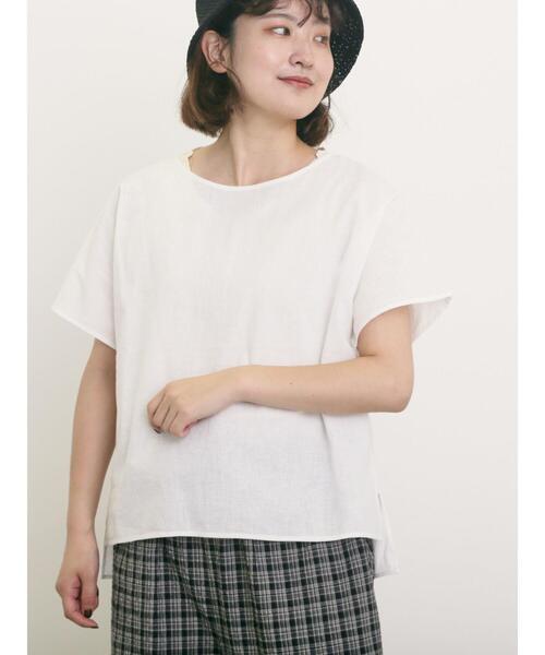 Samansa Mos2（サマンサ モスモス）の「◎綿麻柄アソートボートネックブラウス（シャツ/ブラウス・レディース・シルバーグレー/ネイビー/ベージュ/オフホワイト・F）」の2枚目の写真