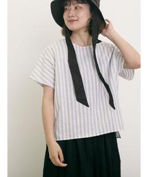 Samansa Mos2 | ◎綿麻柄アソートボートネックブラウス(シャツ/ブラウス)