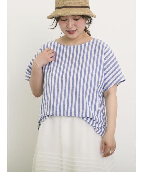 Samansa Mos2（サマンサ モスモス）の「◎綿麻柄アソートボートネックブラウス（シャツ/ブラウス・レディース・シルバーグレー/ネイビー/ベージュ/オフホワイト・F）」の6枚目の写真