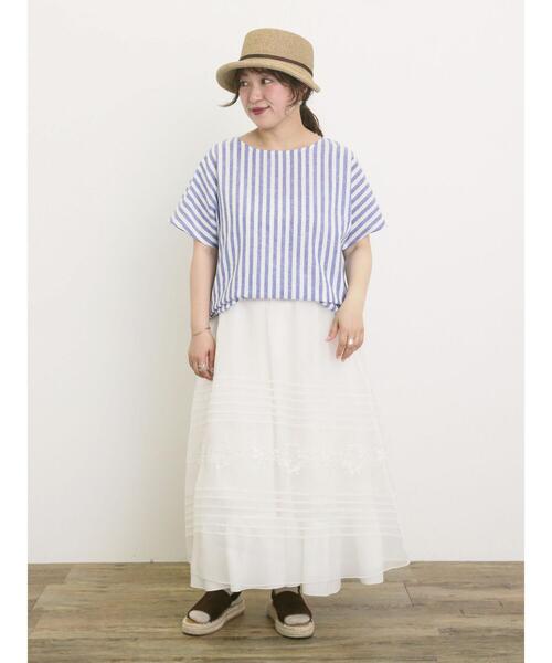 Samansa Mos2（サマンサ モスモス）の「◎綿麻柄アソートボートネックブラウス（シャツ/ブラウス・レディース・シルバーグレー/ネイビー/ベージュ/オフホワイト・F）」の8枚目の写真