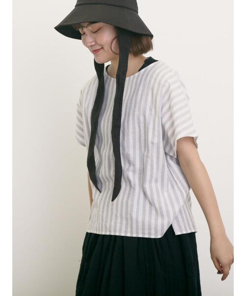 Samansa Mos2（サマンサ モスモス）の「◎綿麻柄アソートボートネックブラウス（シャツ/ブラウス・レディース・シルバーグレー/ネイビー/ベージュ/オフホワイト・F）」の10枚目の写真