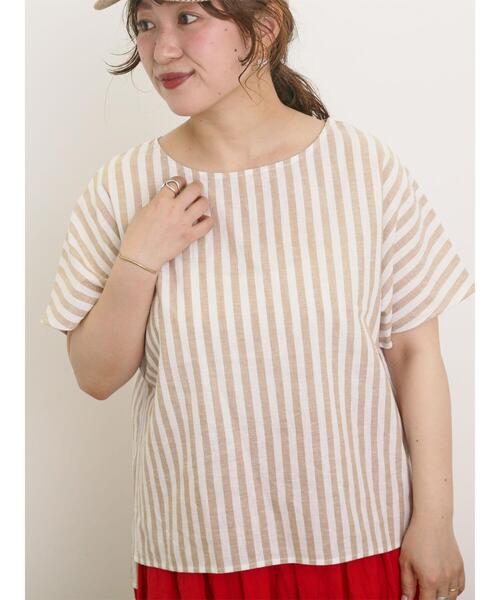 Samansa Mos2（サマンサ モスモス）の「◎綿麻柄アソートボートネックブラウス（シャツ/ブラウス・レディース・シルバーグレー/ネイビー/ベージュ/オフホワイト・F）」の16枚目の写真