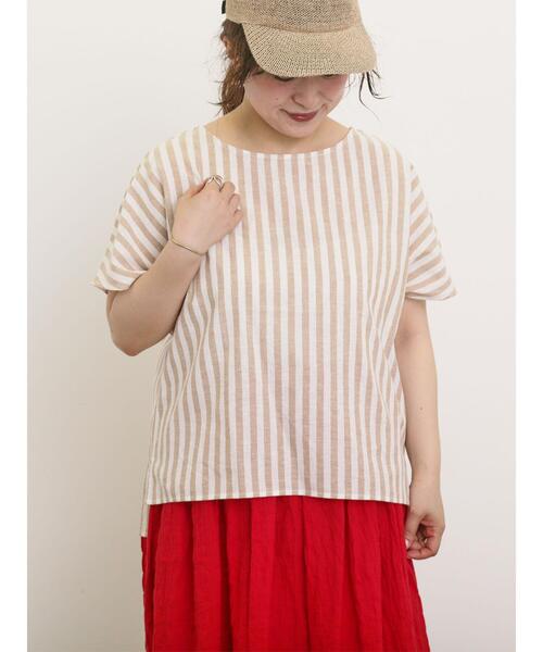 Samansa Mos2（サマンサ モスモス）の「◎綿麻柄アソートボートネックブラウス（シャツ/ブラウス・レディース・シルバーグレー/ネイビー/ベージュ/オフホワイト・F）」の17枚目の写真