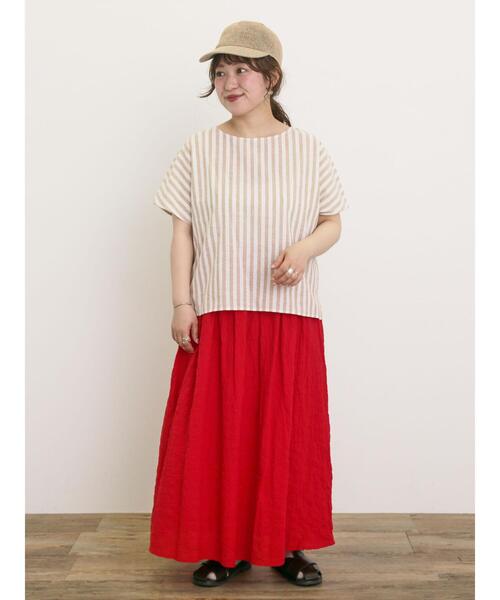 Samansa Mos2（サマンサ モスモス）の「◎綿麻柄アソートボートネックブラウス（シャツ/ブラウス・レディース・シルバーグレー/ネイビー/ベージュ/オフホワイト・F）」の19枚目の写真