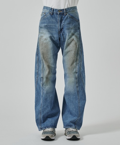 デニム・ジーパン HUECLOSET D Twisted Denim Pants SEQUENZ（シークエンズ）】sqnz washed curve denim pants