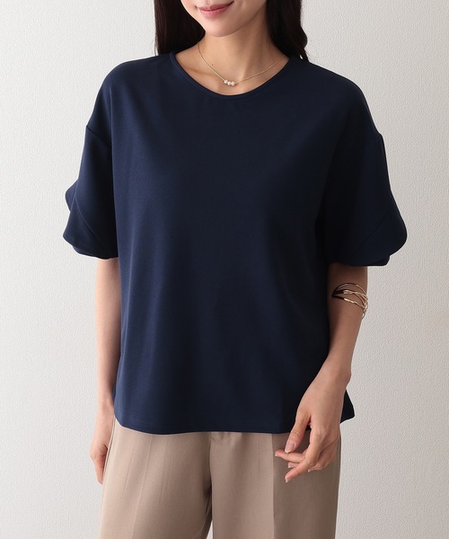 Lace Ladies（レースレディース）の「クルーネック デザイン スリーブ 半袖 トップス（シャツ/ブラウス・レディース・ネイビー/グレー/アイボリー/ブラック・FREE/S）」の4枚目の写真