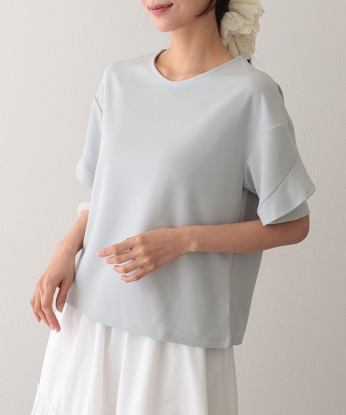 Lace Ladies（レースレディース）の「クルーネック デザイン スリーブ 半袖 トップス（シャツ/ブラウス・レディース・ネイビー/グレー/アイボリー/ブラック・FREE/S）」の3枚目の写真