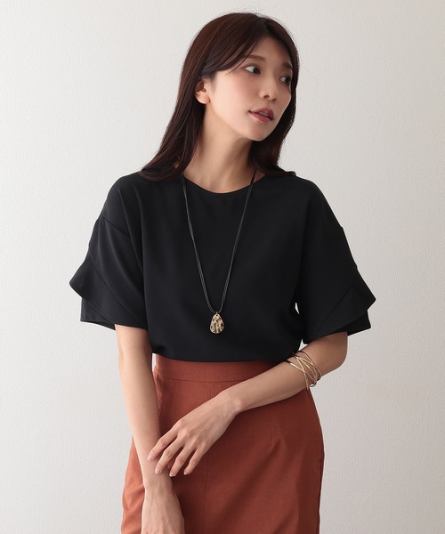Lace Ladies（レースレディース）の「クルーネック デザイン スリーブ 半袖 トップス（シャツ/ブラウス・レディース・ネイビー/グレー/アイボリー/ブラック・FREE/S）」の6枚目の写真
