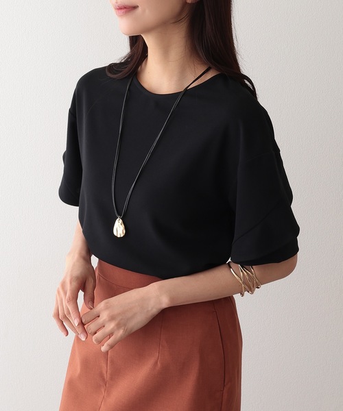 Lace Ladies（レースレディース）の「クルーネック デザイン スリーブ 半袖 トップス（シャツ/ブラウス・レディース・ネイビー/グレー/アイボリー/ブラック・FREE/S）」の7枚目の写真