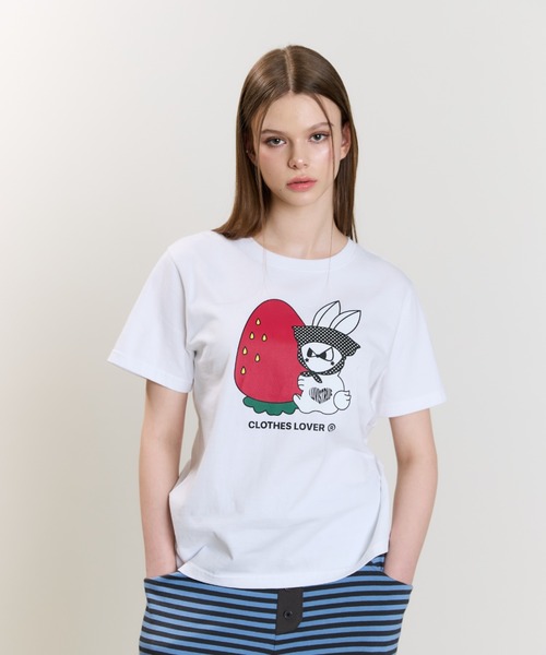 LUVISTRUE(ラヴイズトゥルー)の「SM STRAWBERRY RABBIT TEE(Tシャツ/カットソー・レディース・ホワイト/ブラック/ネイビー・FREE)」の7枚目の写真