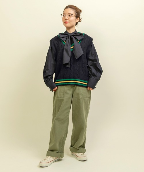 CHILD WOMAN(チャイルドウーマン)の「☆チルデンニットベスト(ベスト・レディース・アイボリー/ネイビー・FREE)」の16枚目の写真