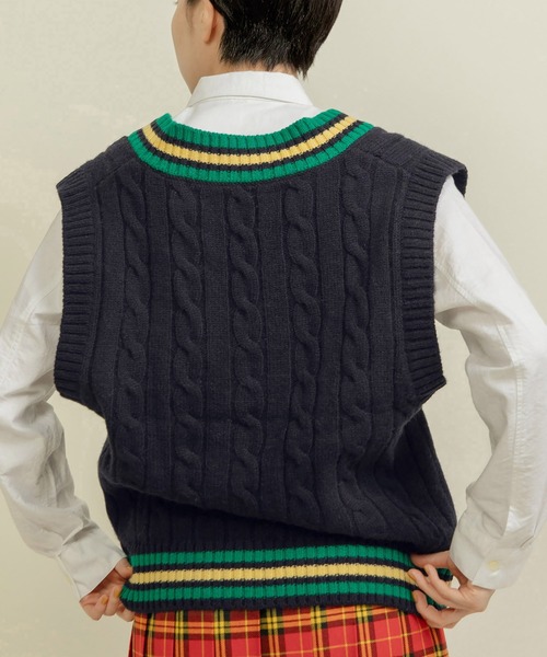 CHILD WOMAN(チャイルドウーマン)の「☆チルデンニットベスト(ベスト・レディース・アイボリー/ネイビー・FREE)」の11枚目の写真