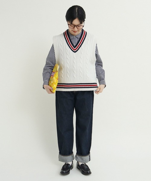 CHILD WOMAN(チャイルドウーマン)の「☆チルデンニットベスト(ベスト・レディース・アイボリー/ネイビー・FREE)」の6枚目の写真