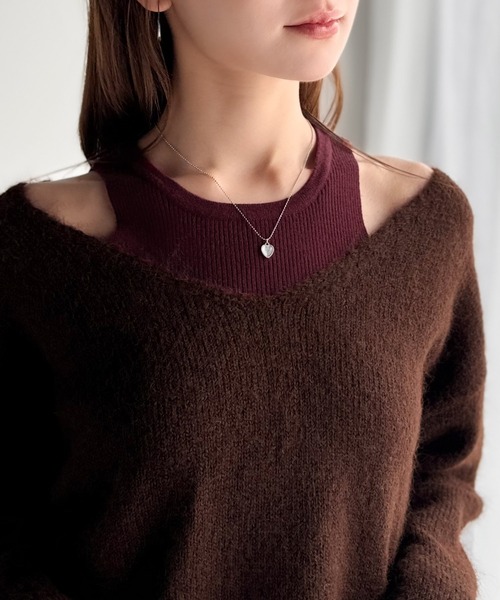 mily bilet(ミウィビレット)の「【mily bilet】ニット×タンクの着まわし自在セットアップ!プレート使い異素材ニットレイヤードオフショル見せアンサンブルニット(ニット/セーター・レディース・チャコールグレー/アイボリー/ブラウン・LARGE/MEDIUM/SMALL/X-LARGE)」の16枚目の写真