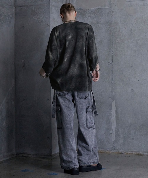 SERACE(セラス)の「【SERACE】Loose silhouette abstract sheer short sleeve knit / ルーズシルエットアブストラクトシアー半袖ニット(Tシャツ/カットソー・メンズ・ブラック・S/M/L)」の15枚目の写真