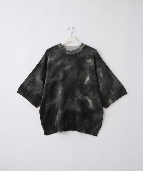 SERACE】Loose silhouette abstract sheer short sleeve knit