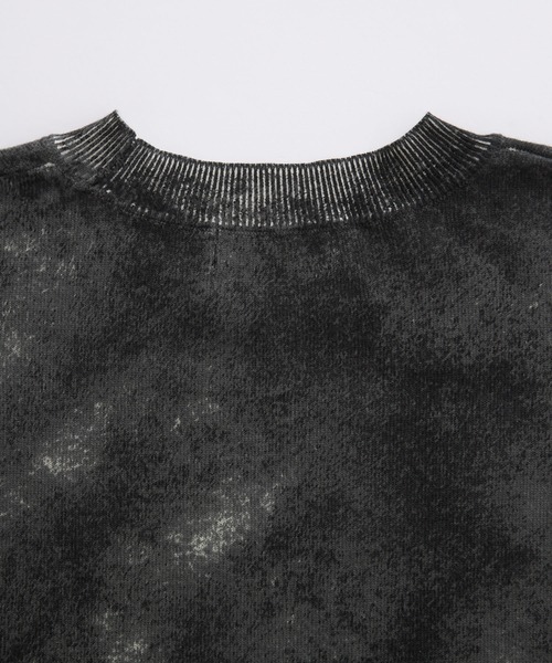 SERACE】Loose silhouette abstract sheer short sleeve knit