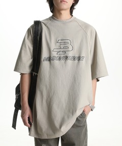 MASONPRINCE Tシャツ プリント ウォッシュド コットン 男女兼用 MASONPRINCE tシャツ オーバーサイズインク風ブランドロゴバック