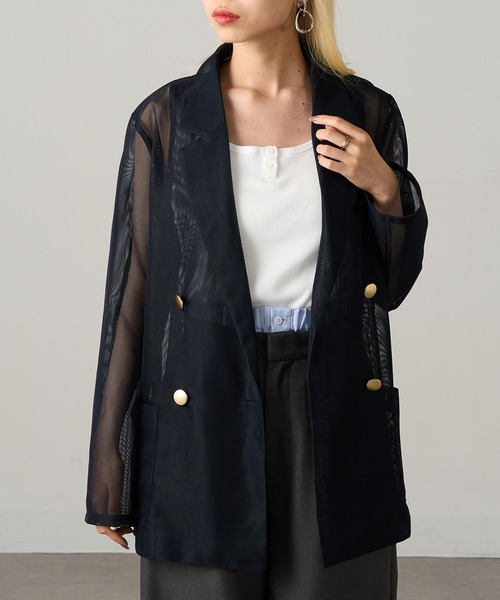 レナランゲ ♡ 上品 ツイードテーラードジャケット セール】【MAGASIN DE MODE Onjna】メッシュテーラード