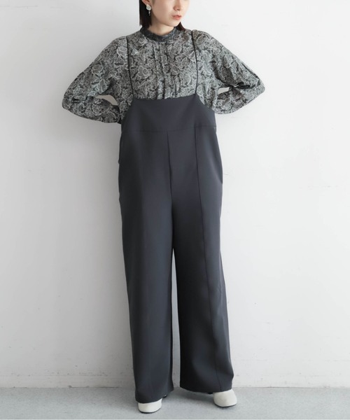 NOMBRE IMPAIR（ノンブルアンペール）の「ポリエステルダブルクロス　ナローサロペット（サロペット/オーバーオール・レディース・ブラック/チャコールグレー・FREE）」の2枚目の写真